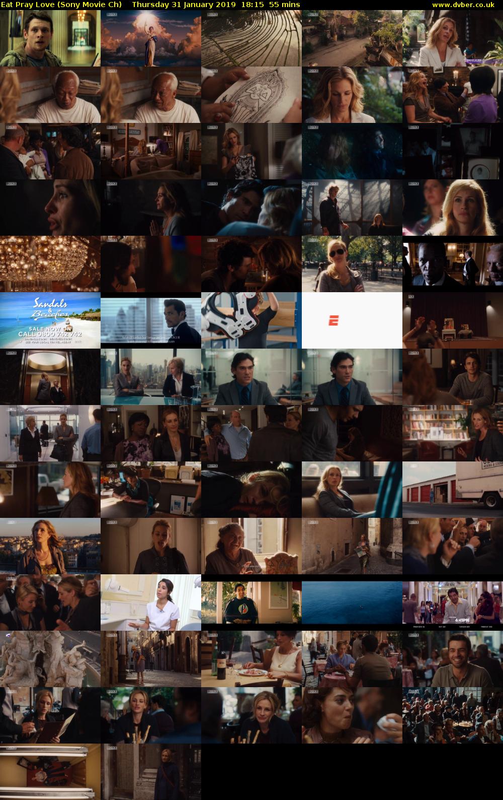 Eat Pray Love (Sony Movie Ch) Thursday 31 January 2019 18:15 - 19:10