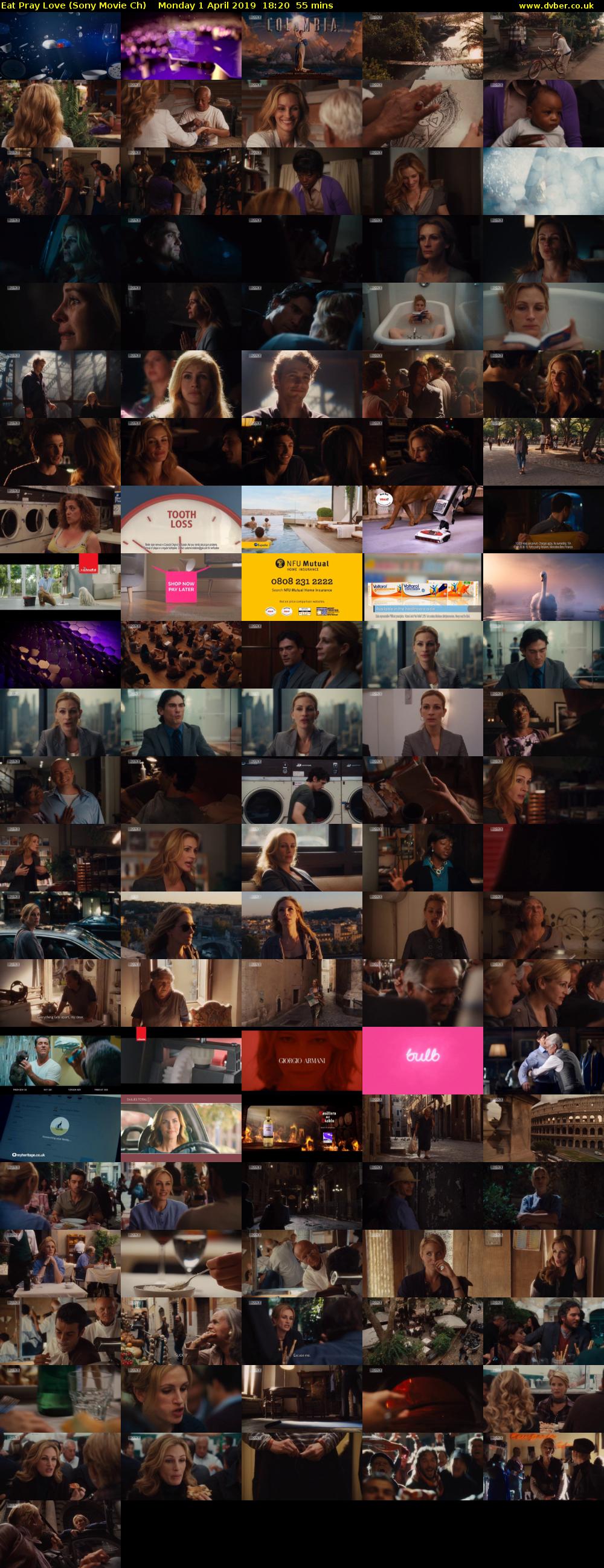 Eat Pray Love (Sony Movie Ch) Monday 1 April 2019 18:20 - 19:15