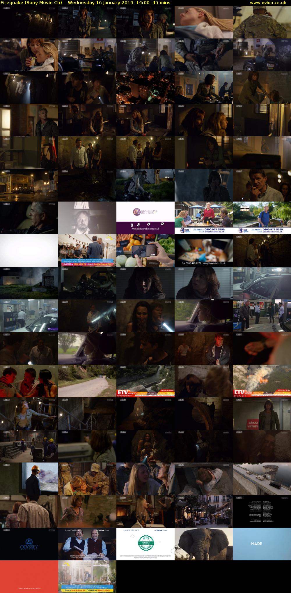 Firequake (Sony Movie Ch) Wednesday 16 January 2019 14:00 - 14:45