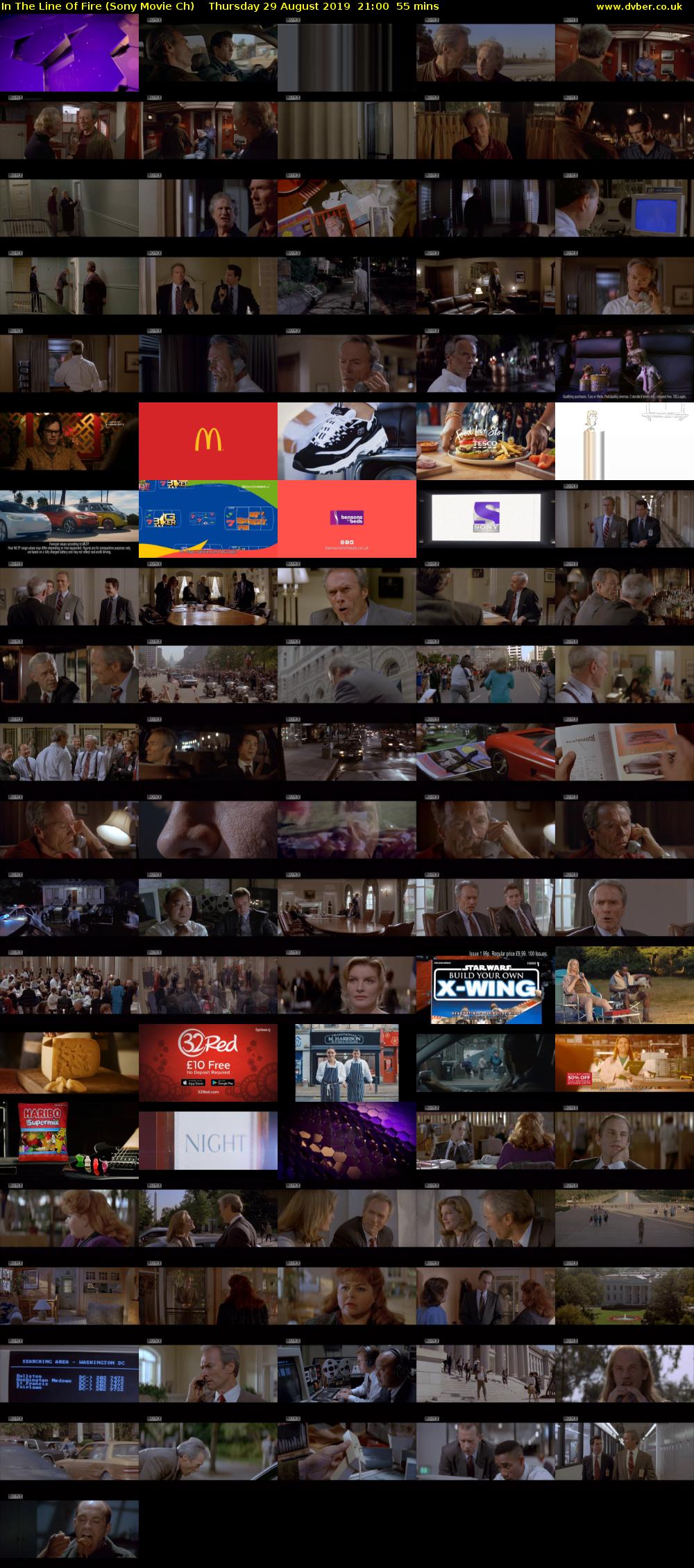In The Line Of Fire (Sony Movie Ch) Thursday 29 August 2019 21:00 - 21:55