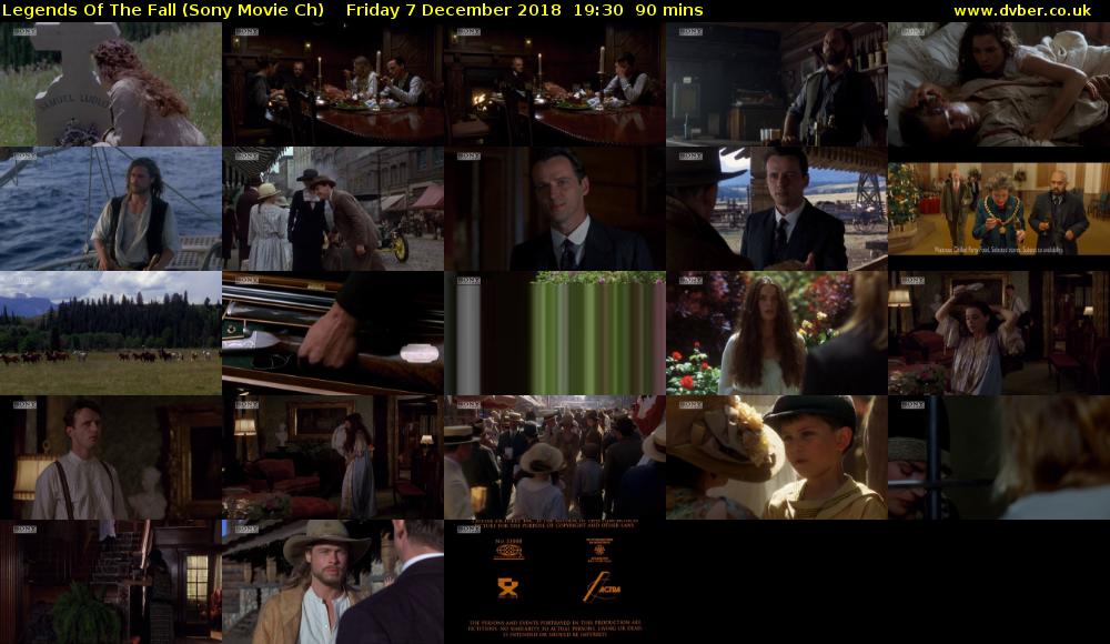 Legends Of The Fall (Sony Movie Ch) Friday 7 December 2018 19:30 - 21:00