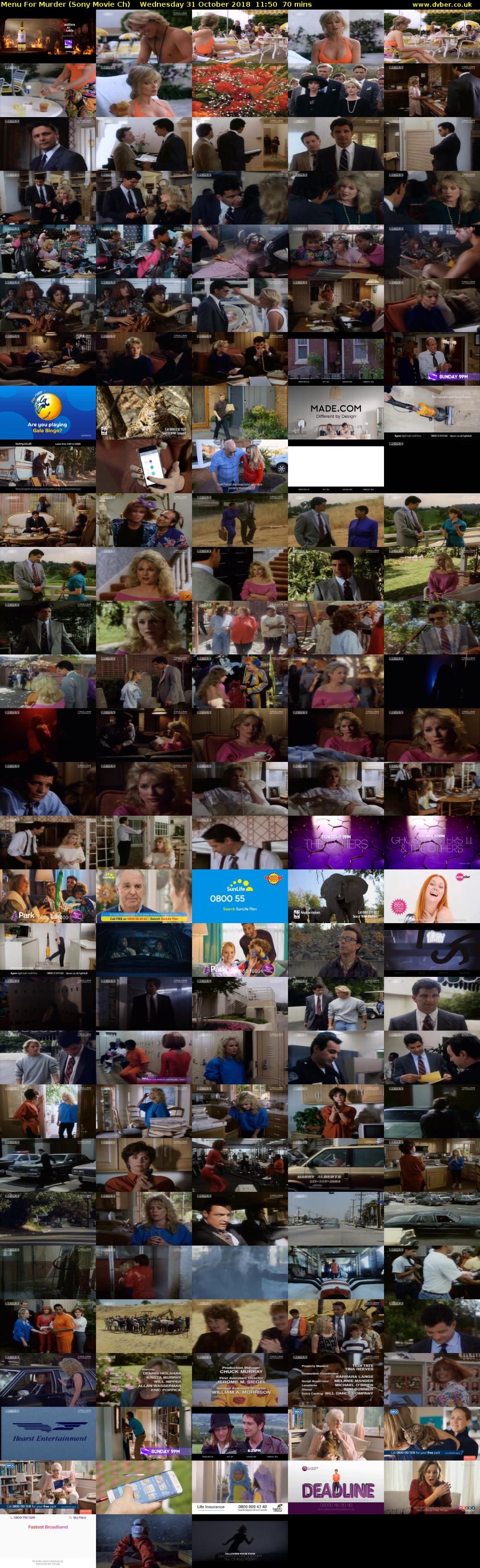 Menu For Murder (Sony Movie Ch) Wednesday 31 October 2018 11:50 - 13:00