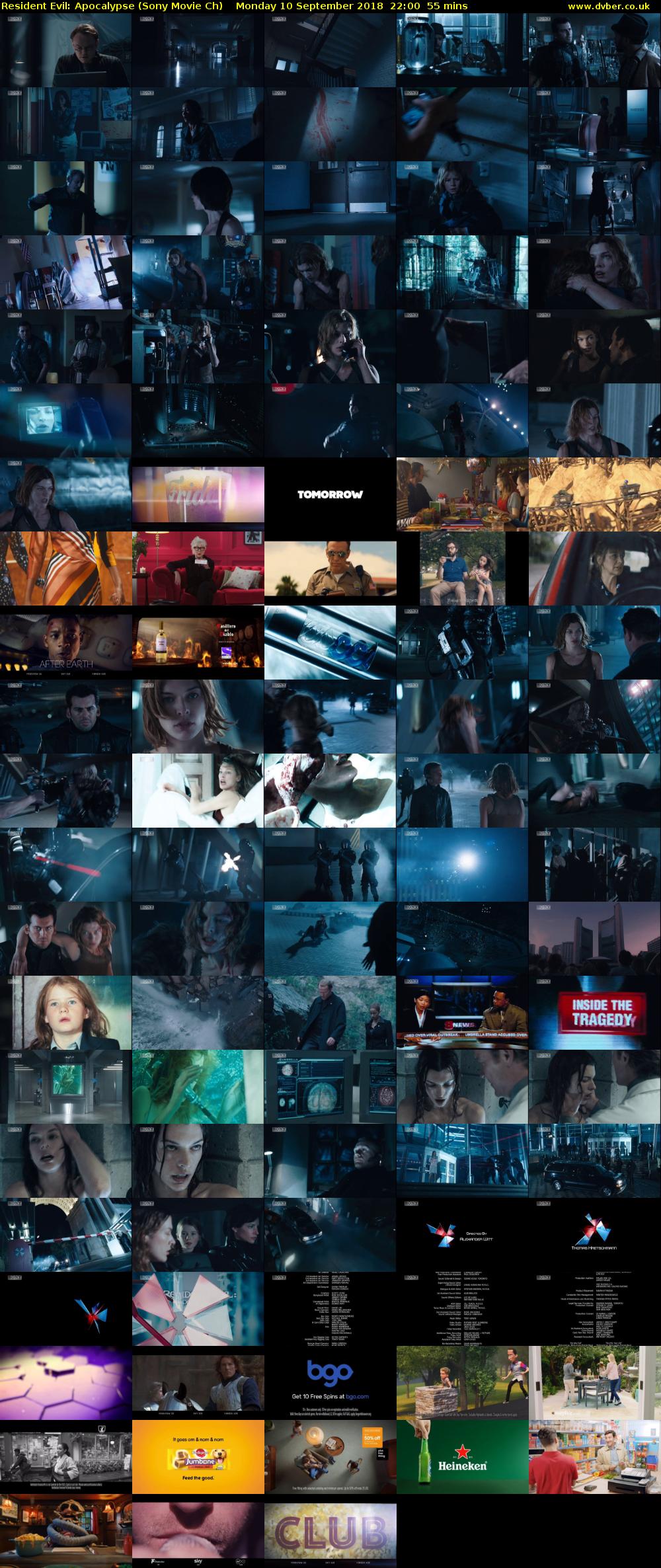 Resident Evil: Apocalypse (Sony Movie Ch) Monday 10 September 2018 22:00 - 22:55