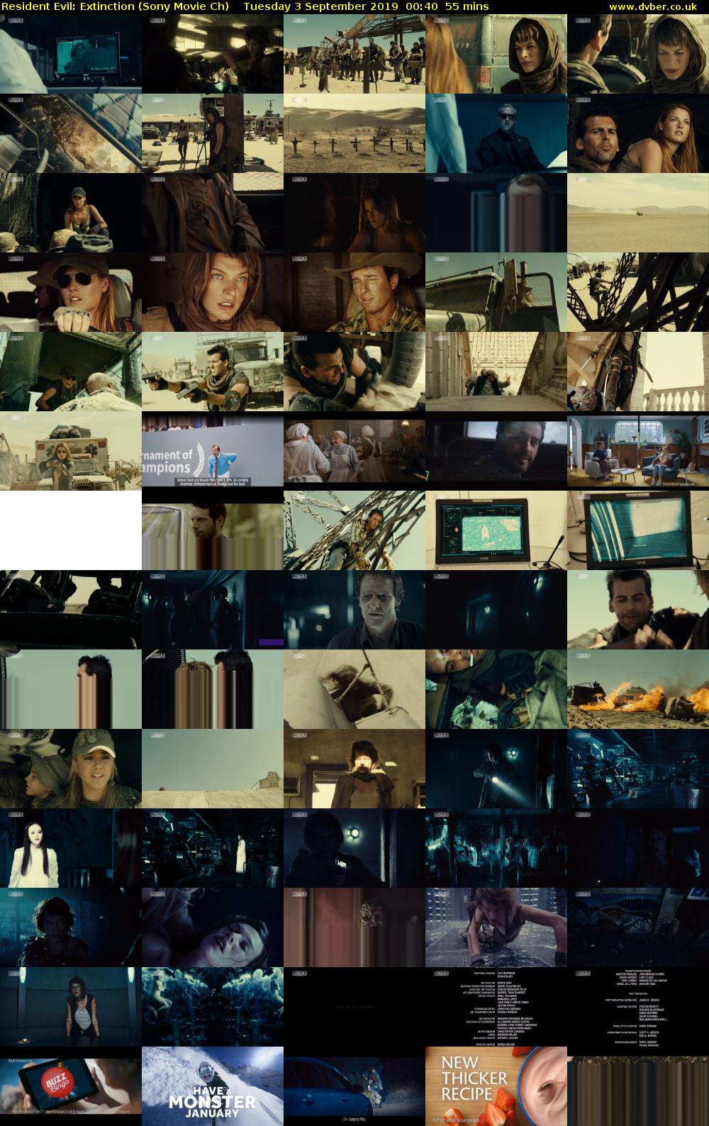 Resident Evil: Extinction (Sony Movie Ch) Tuesday 3 September 2019 00:40 - 01:35