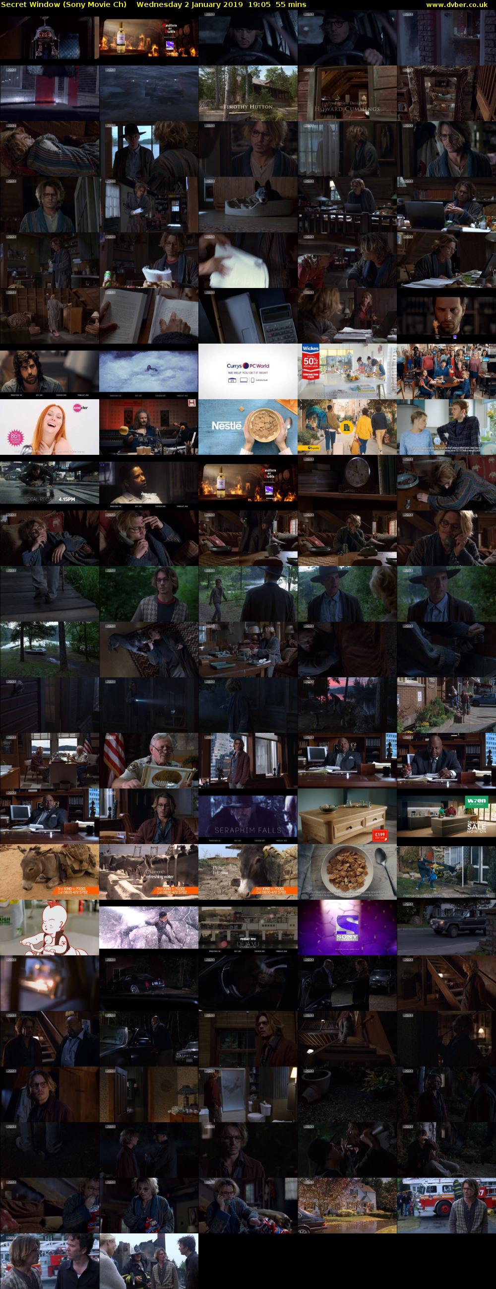 Secret Window (Sony Movie Ch) Wednesday 2 January 2019 19:05 - 20:00