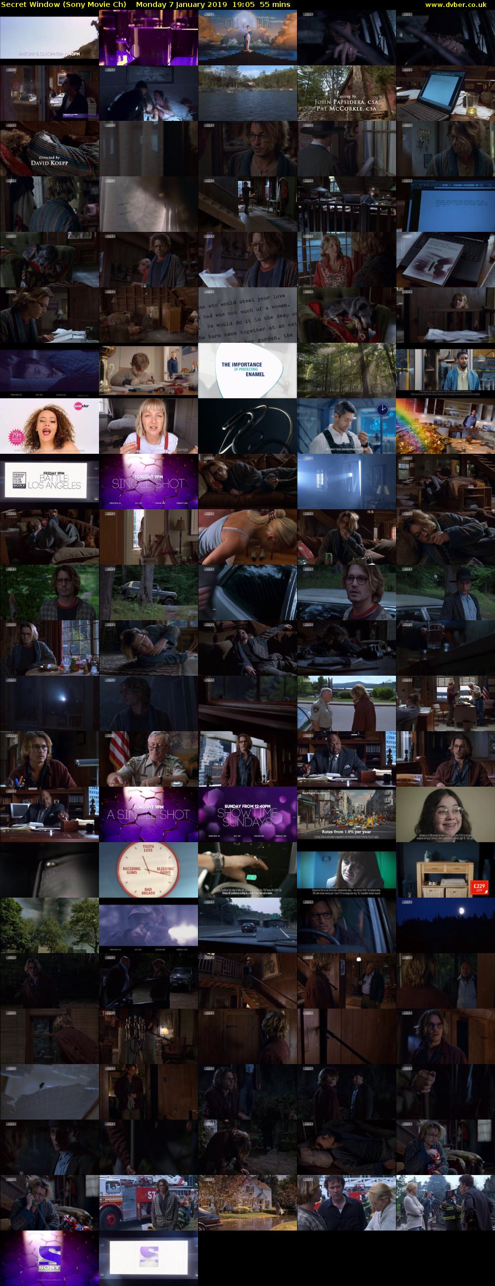 Secret Window (Sony Movie Ch) Monday 7 January 2019 19:05 - 20:00