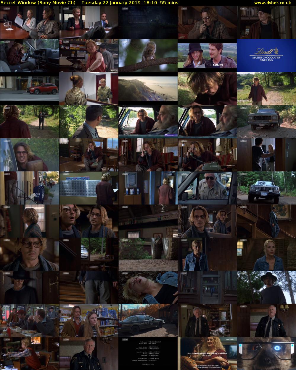 Secret Window (Sony Movie Ch) Tuesday 22 January 2019 18:10 - 19:05