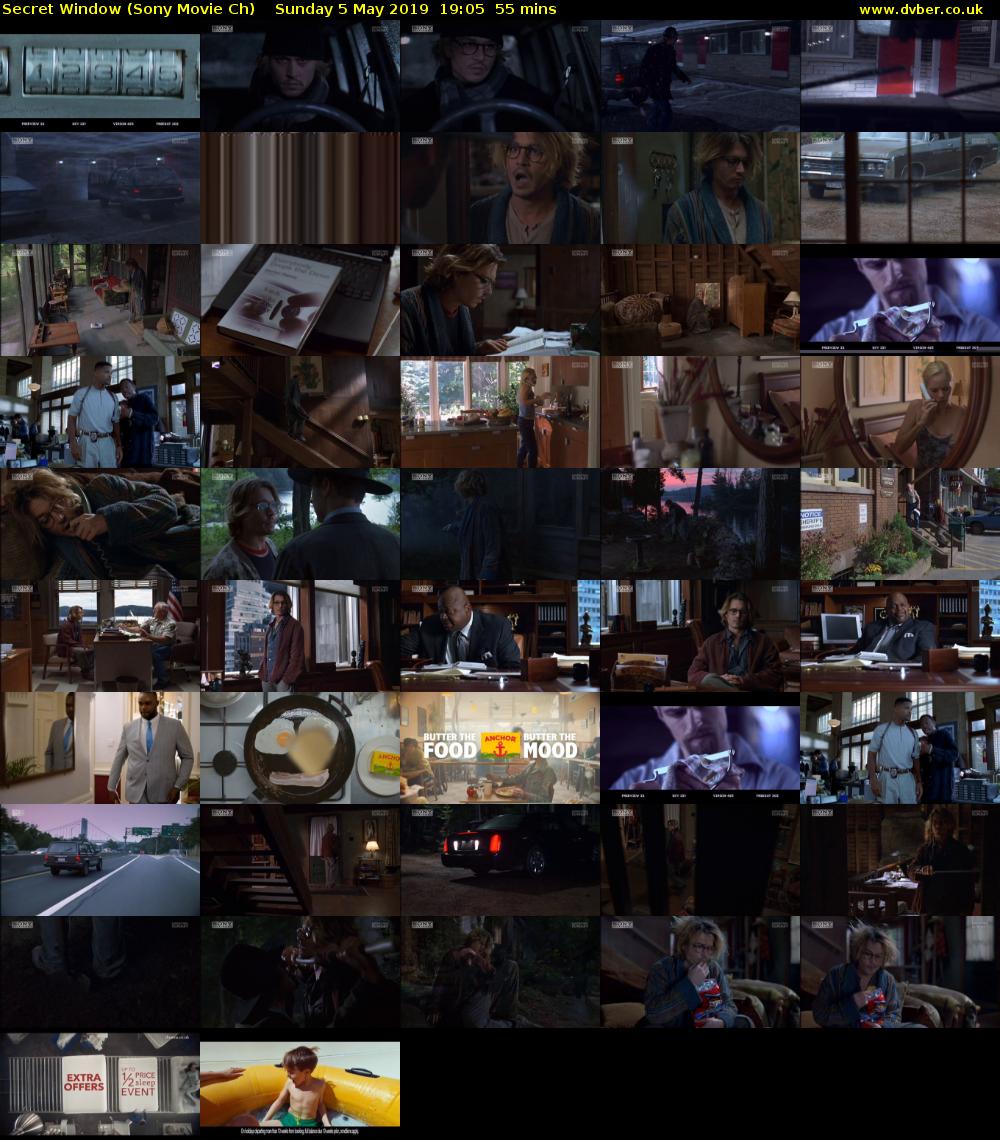 Secret Window (Sony Movie Ch) Sunday 5 May 2019 19:05 - 20:00