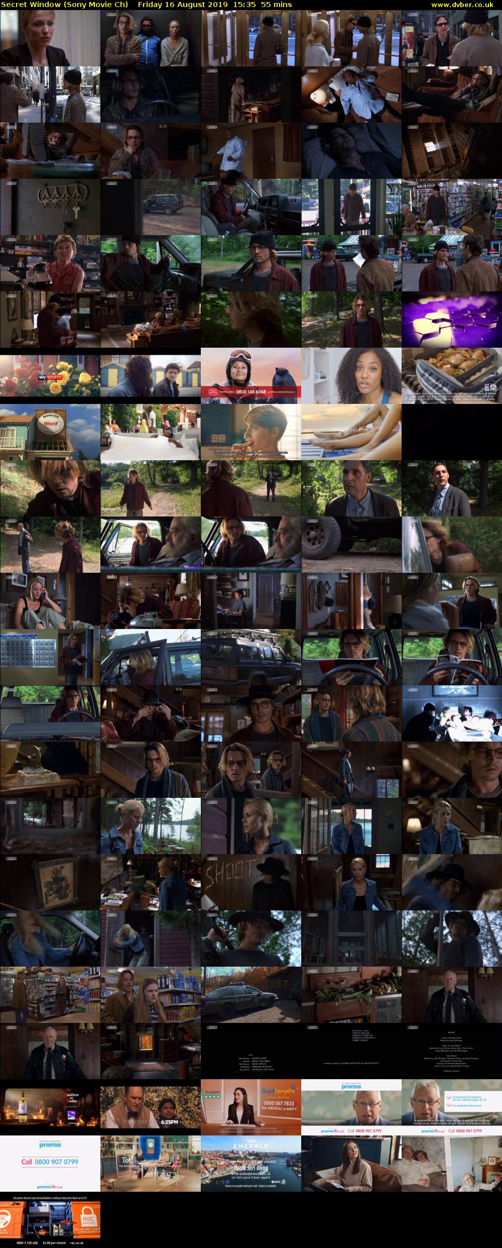 Secret Window (Sony Movie Ch) Friday 16 August 2019 15:35 - 16:30
