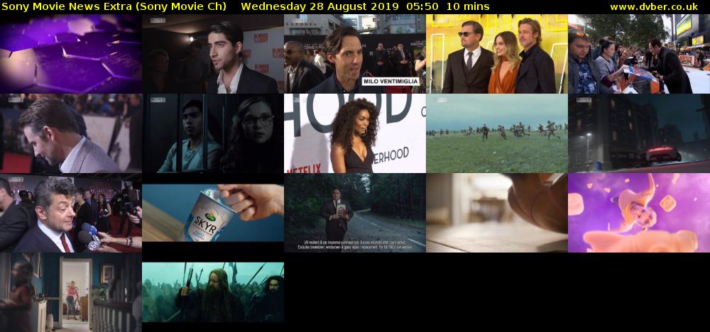 Sony Movie News Extra (Sony Movie Ch) Wednesday 28 August 2019 05:50 - 06:00