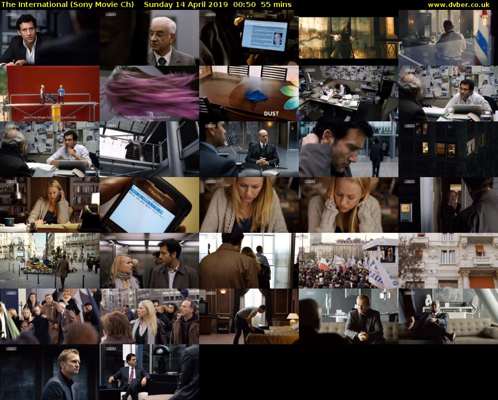 The International (Sony Movie Ch) Sunday 14 April 2019 00:50 - 01:45