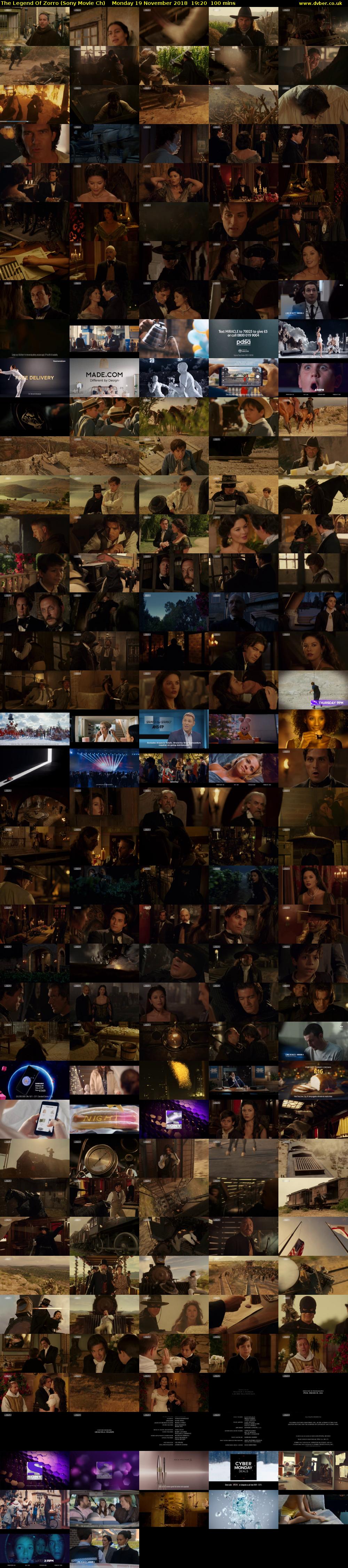 The Legend Of Zorro (Sony Movie Ch) Monday 19 November 2018 19:20 - 21:00