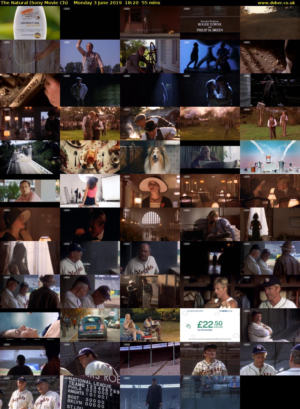 The Natural (Sony Movie Ch) Monday 3 June 2019 18:20 - 19:15