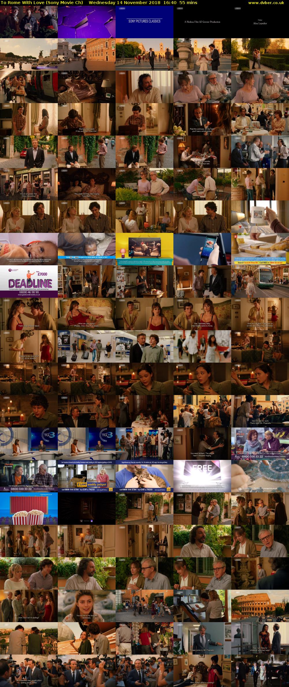 To Rome With Love (Sony Movie Ch) Wednesday 14 November 2018 16:40 - 17:35