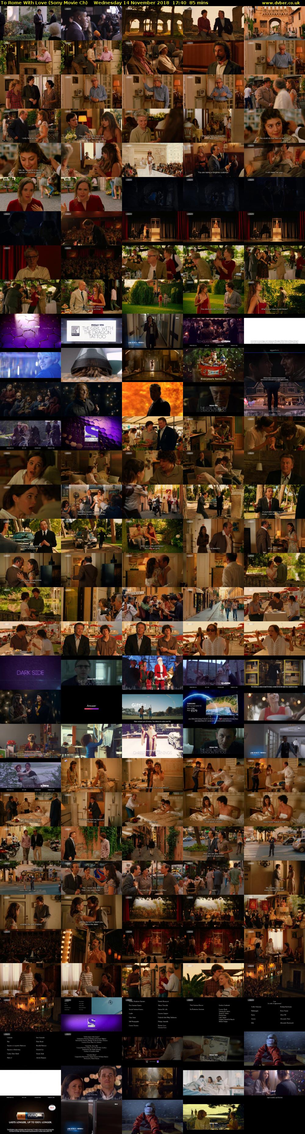 To Rome With Love (Sony Movie Ch) Wednesday 14 November 2018 17:40 - 19:05