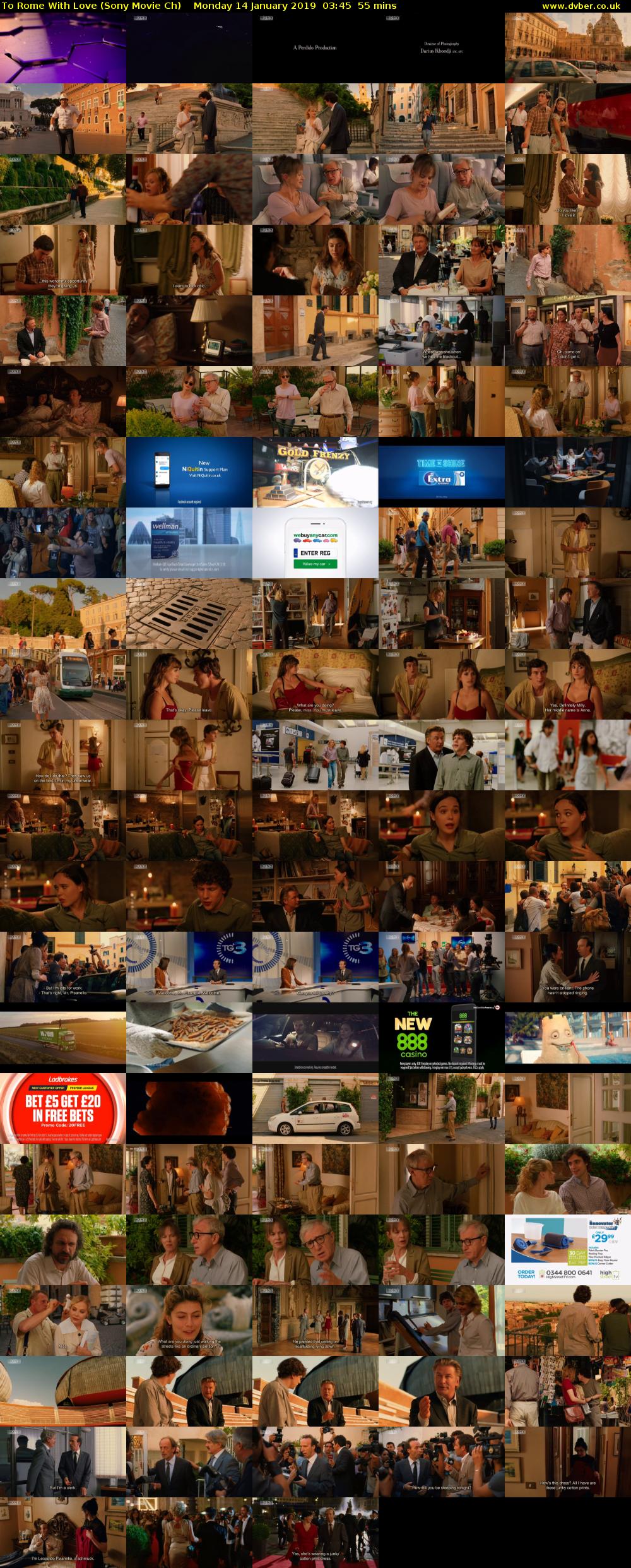 To Rome With Love (Sony Movie Ch) Monday 14 January 2019 03:45 - 04:40