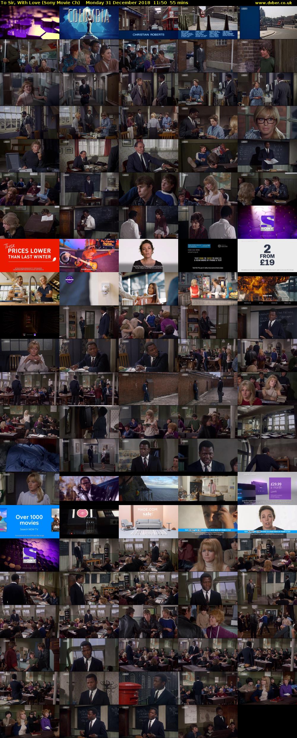 To Sir, With Love (Sony Movie Ch) Monday 31 December 2018 11:50 - 12:45