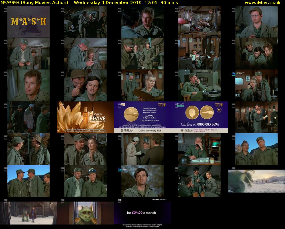 M*A*S*H (Sony Movies Action) Wednesday 4 December 2019 12:05 - 12:35