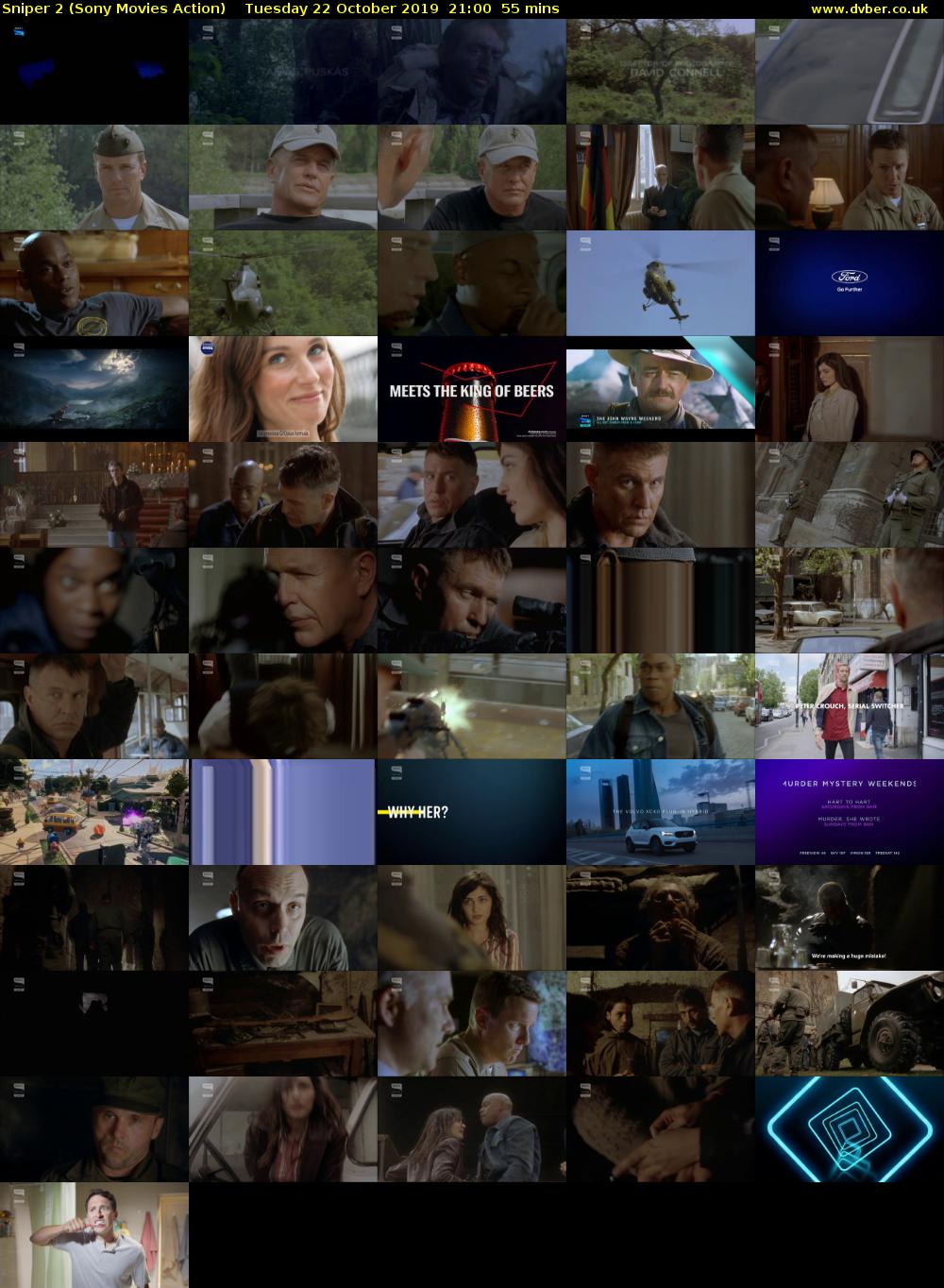 Sniper 2 (Sony Movies Action) Tuesday 22 October 2019 21:00 - 21:55