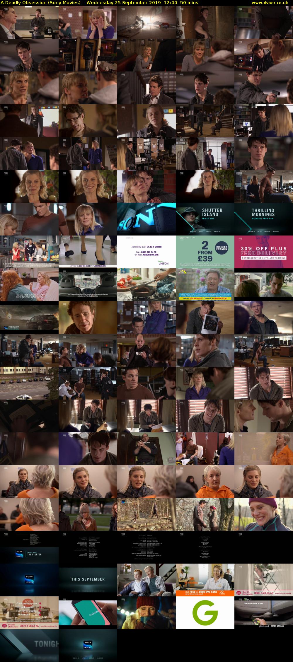 A Deadly Obsession (Sony Movies) Wednesday 25 September 2019 12:00 - 12:50