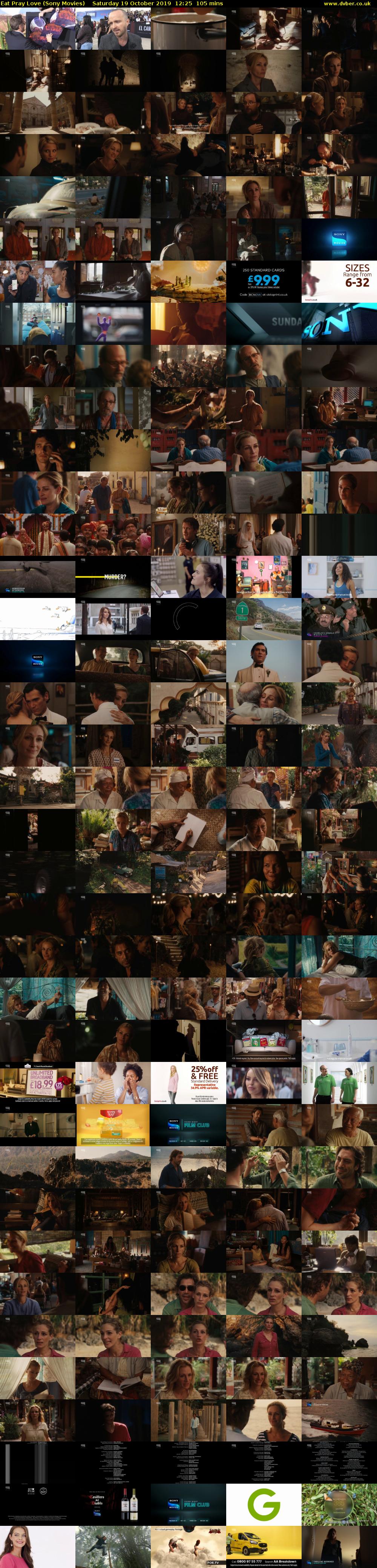 Eat Pray Love (Sony Movies) Saturday 19 October 2019 12:25 - 14:10