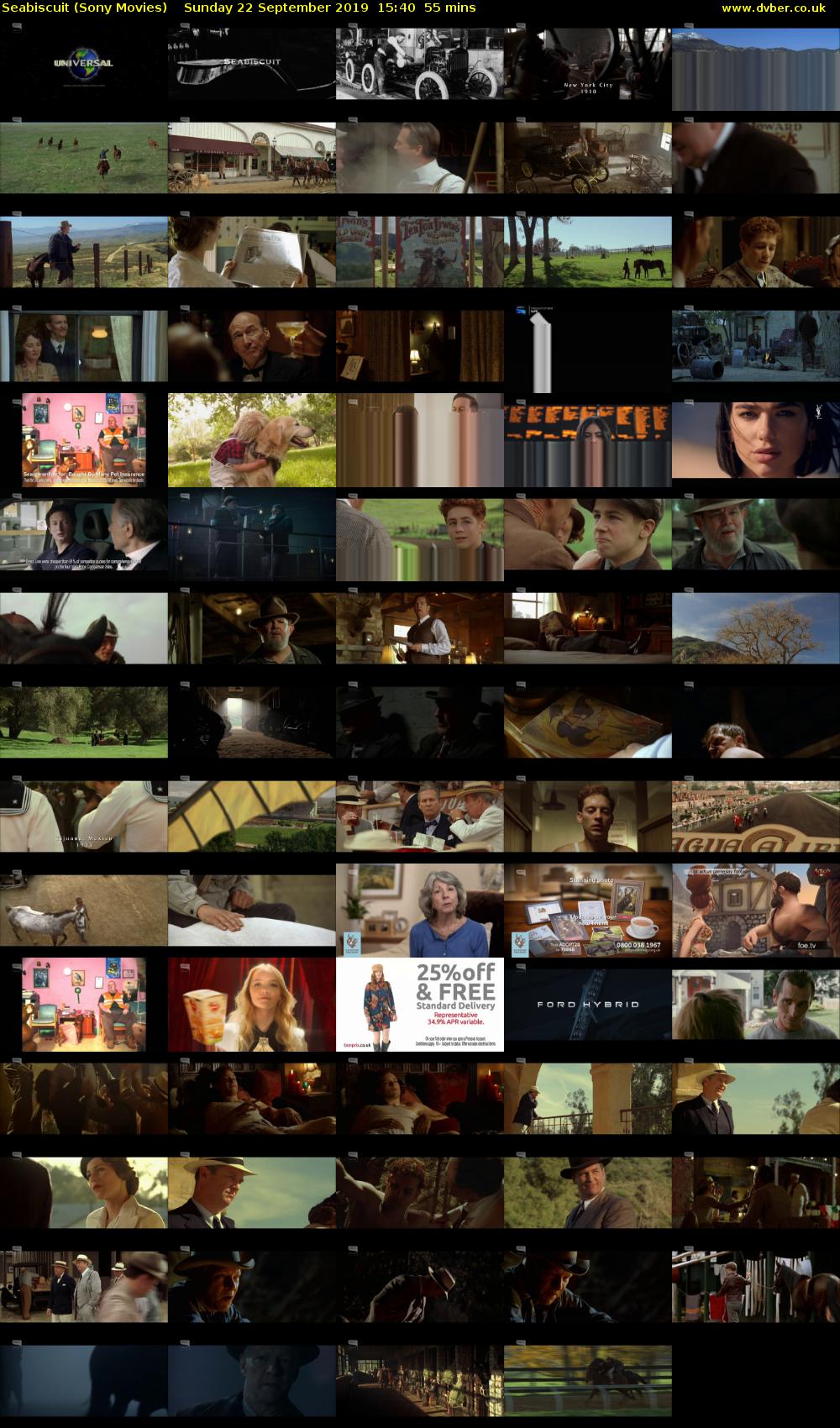 Seabiscuit (Sony Movies) Sunday 22 September 2019 15:40 - 16:35