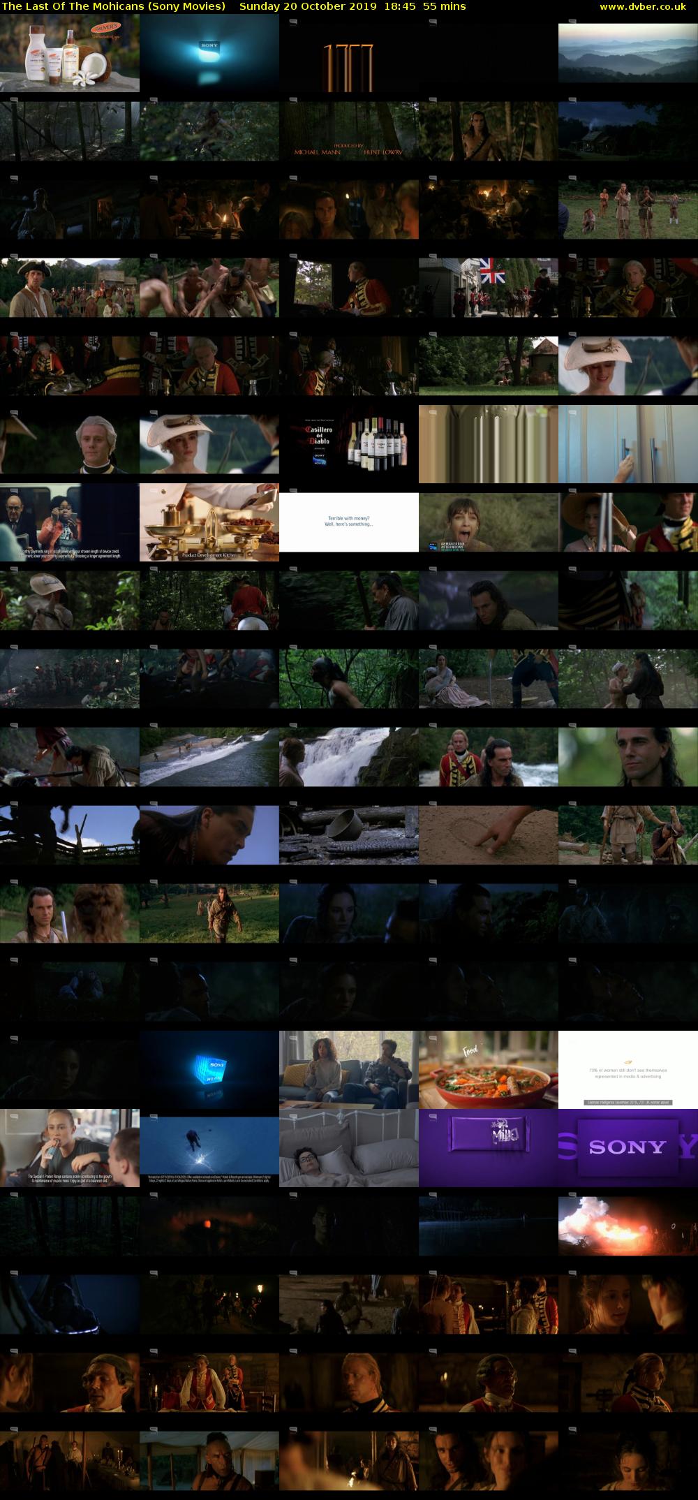 The Last Of The Mohicans (Sony Movies) Sunday 20 October 2019 18:45 - 19:40
