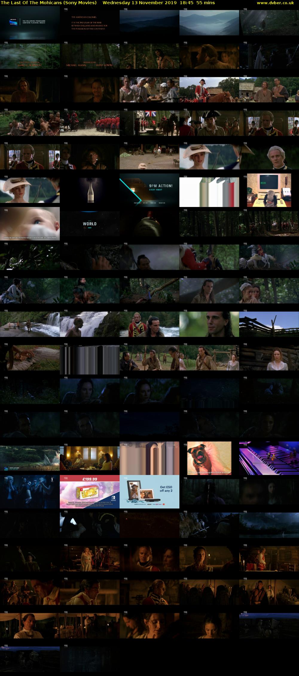 The Last Of The Mohicans (Sony Movies) Wednesday 13 November 2019 18:45 - 19:40