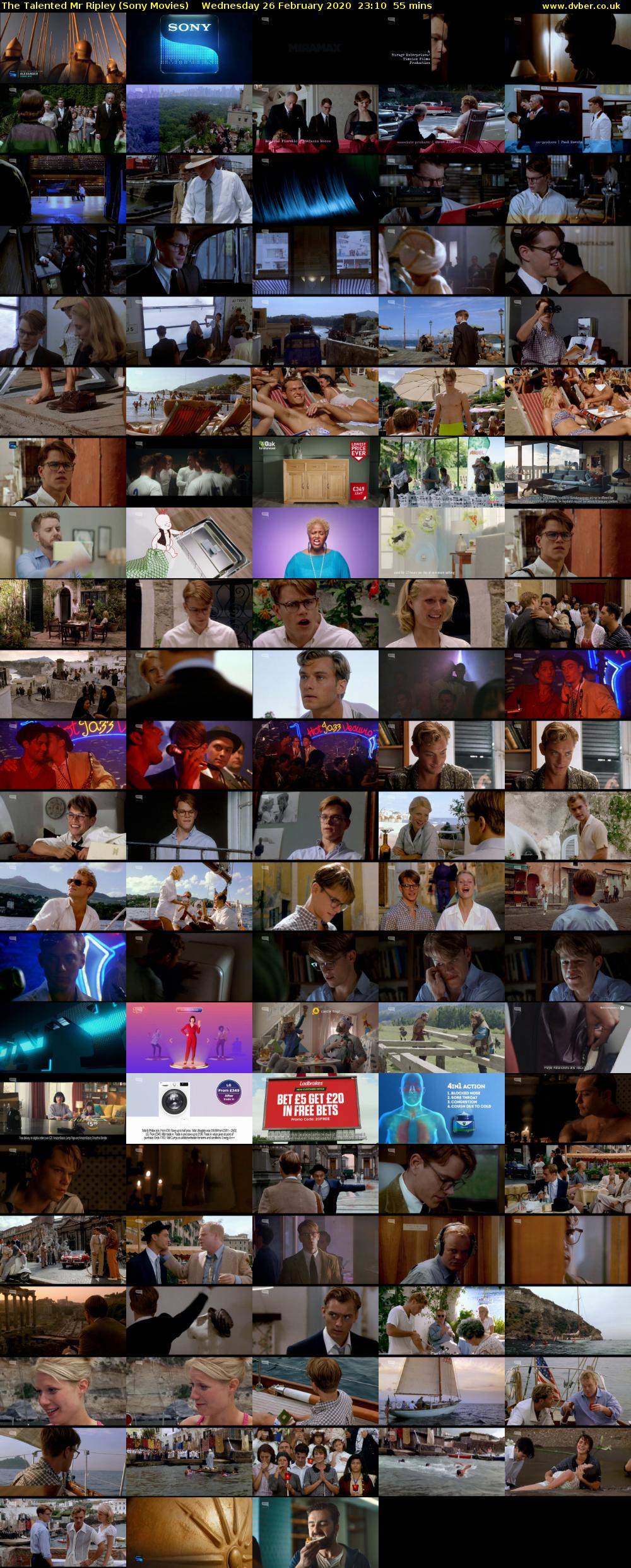 The Talented Mr Ripley (Sony Movies) Wednesday 26 February 2020 23:10 - 00:05
