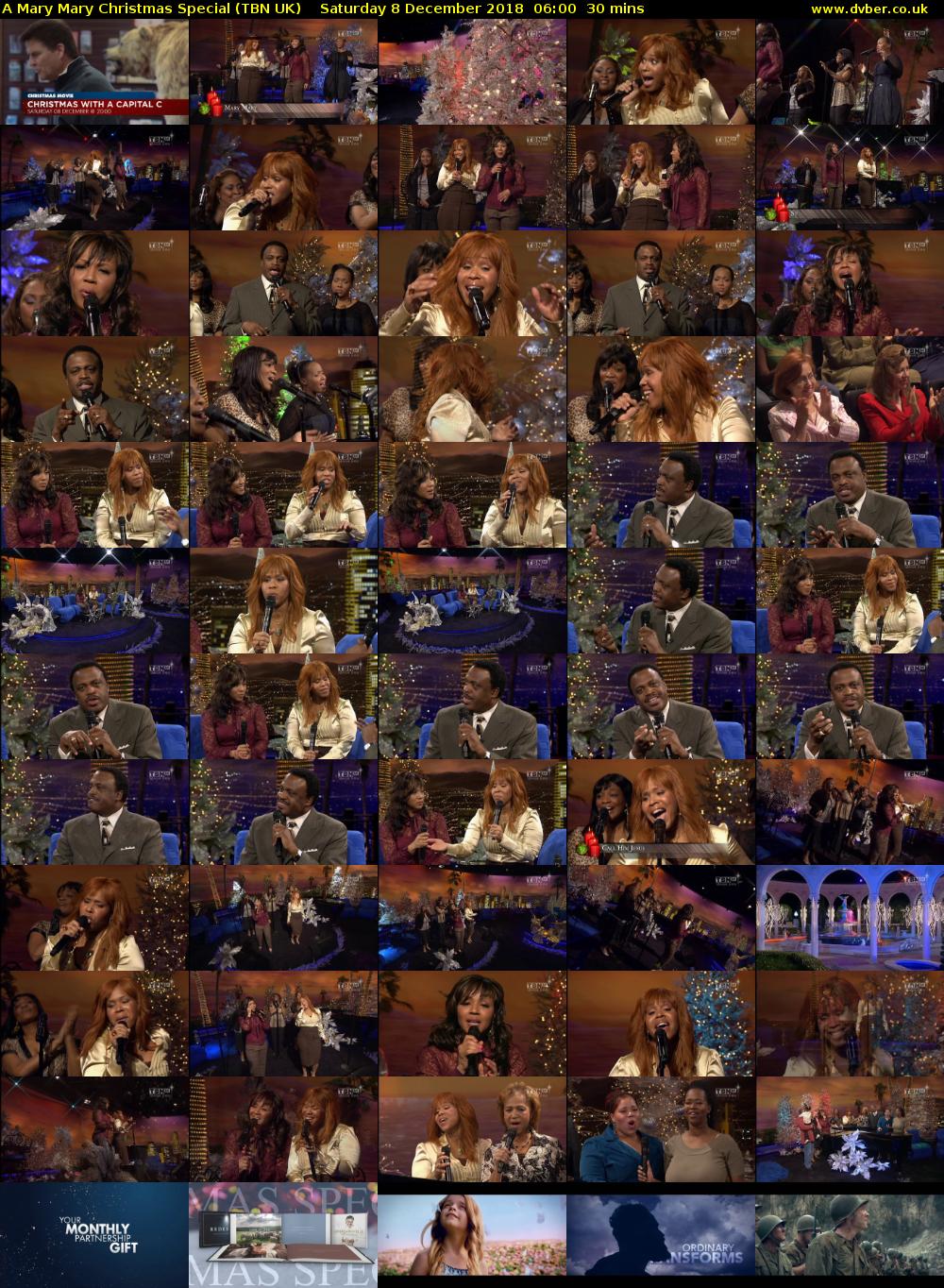 A Mary Mary Christmas Special (TBN UK) Saturday 8 December 2018 06:00 - 06:30