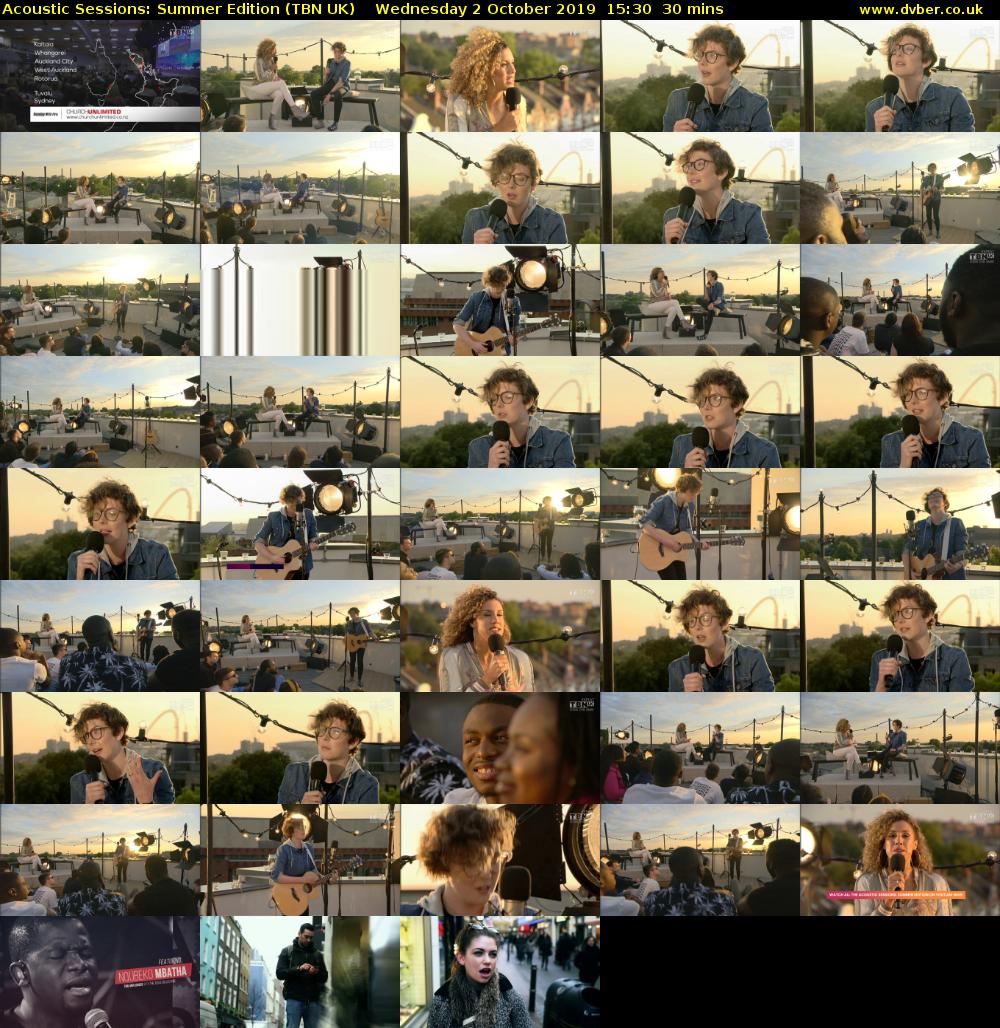 Acoustic Sessions: Summer Edition (TBN UK) Wednesday 2 October 2019 15:30 - 16:00