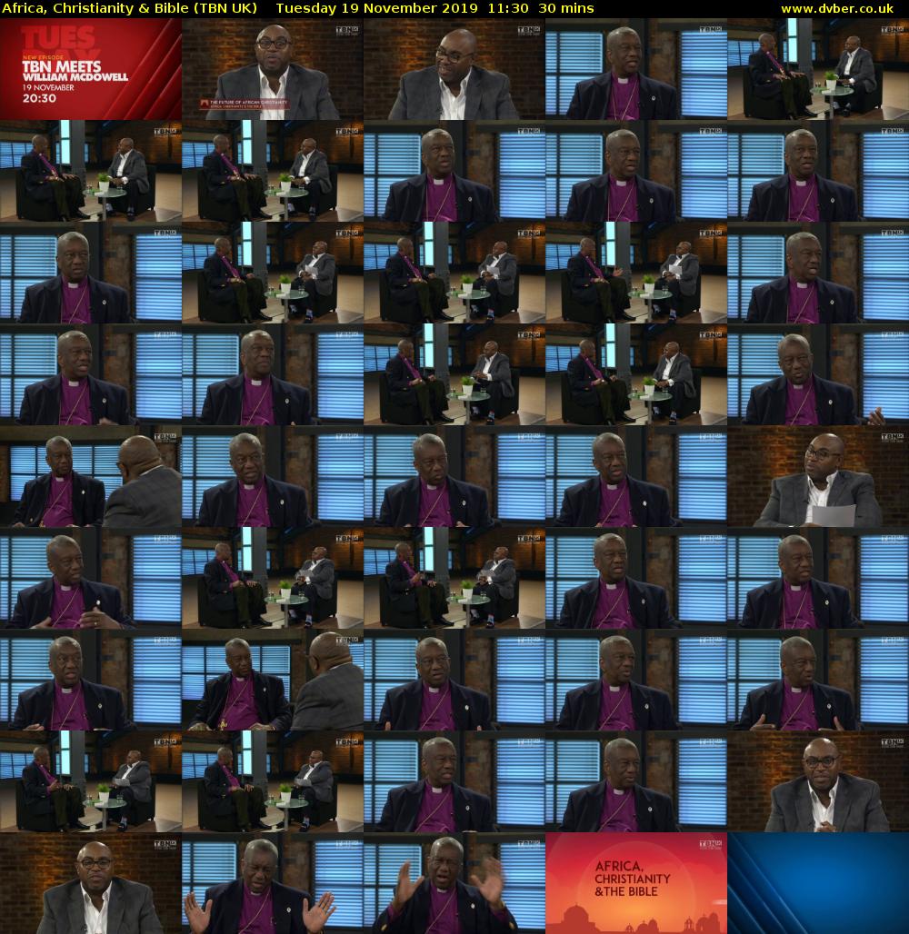 Africa, Christianity & Bible (TBN UK) Tuesday 19 November 2019 11:30 - 12:00