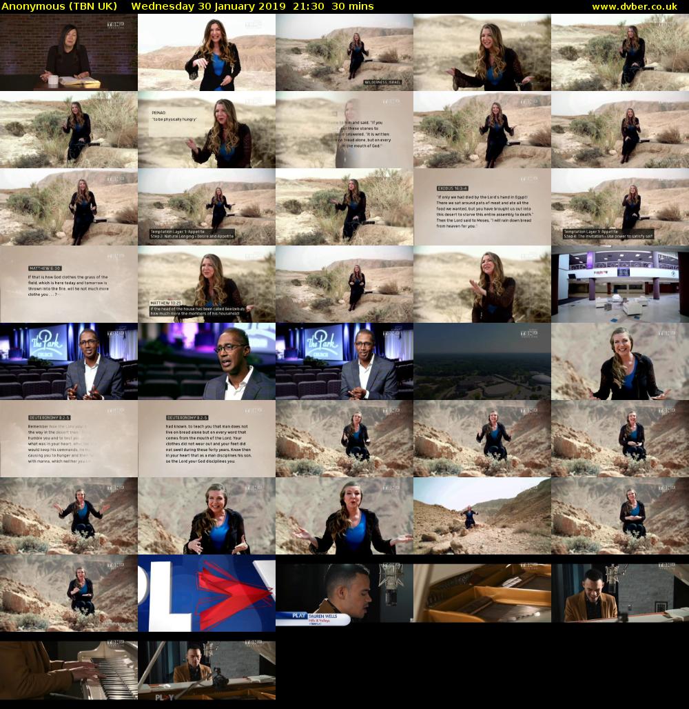 Anonymous (TBN UK) Wednesday 30 January 2019 21:30 - 22:00