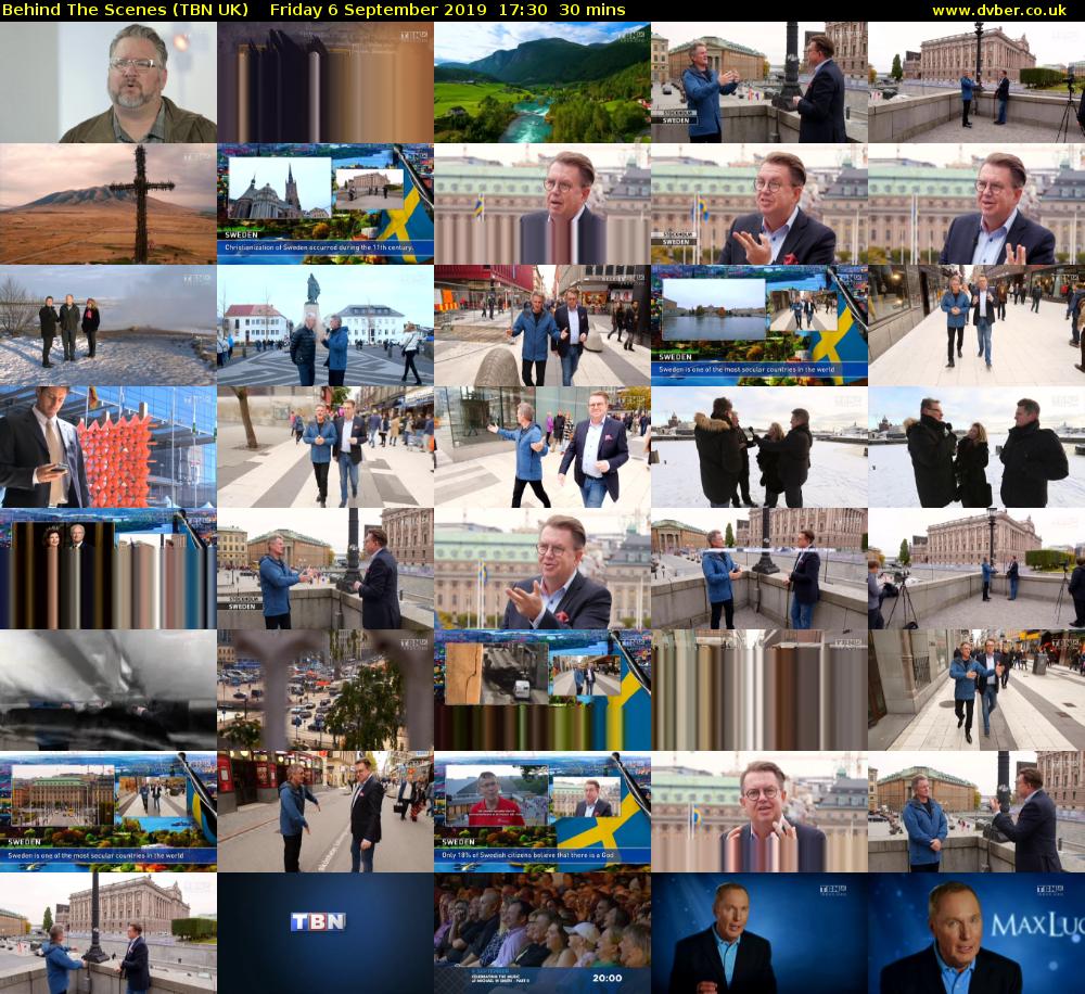 Behind The Scenes (TBN UK) Friday 6 September 2019 17:30 - 18:00