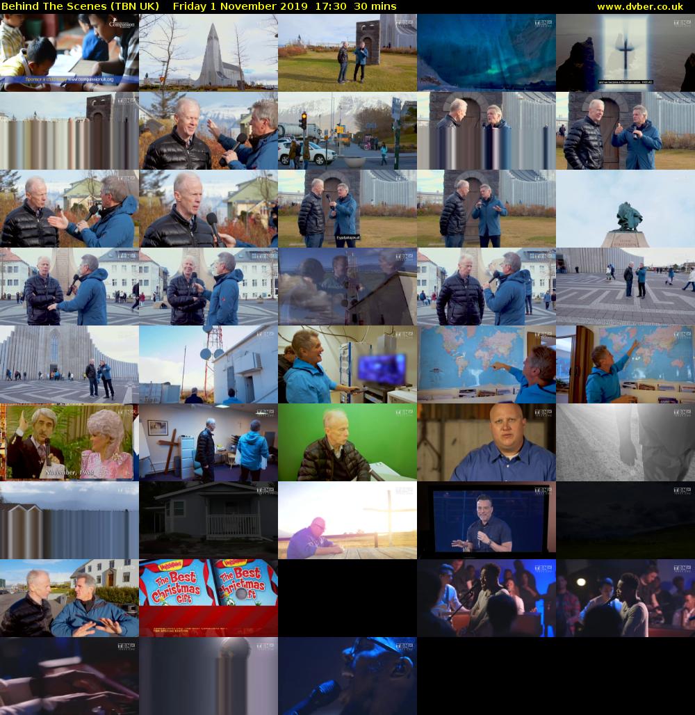 Behind The Scenes (TBN UK) Friday 1 November 2019 17:30 - 18:00