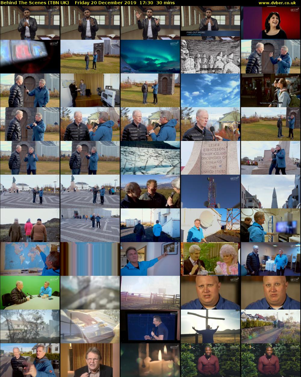 Behind The Scenes (TBN UK) Friday 20 December 2019 17:30 - 18:00