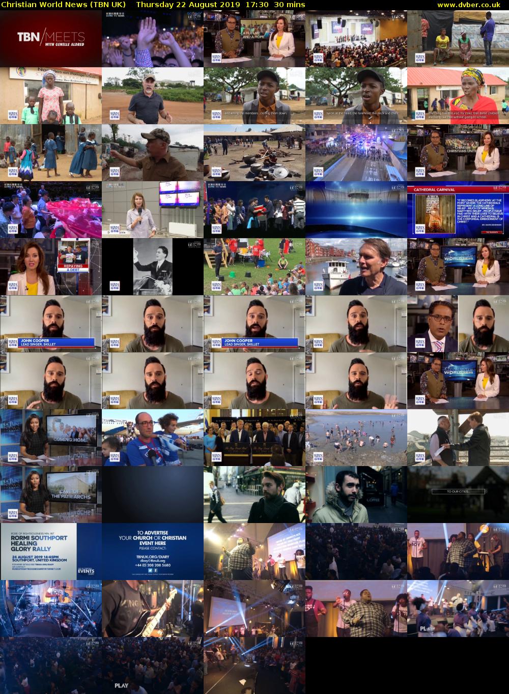 Christian World News (TBN UK) Thursday 22 August 2019 17:30 - 18:00