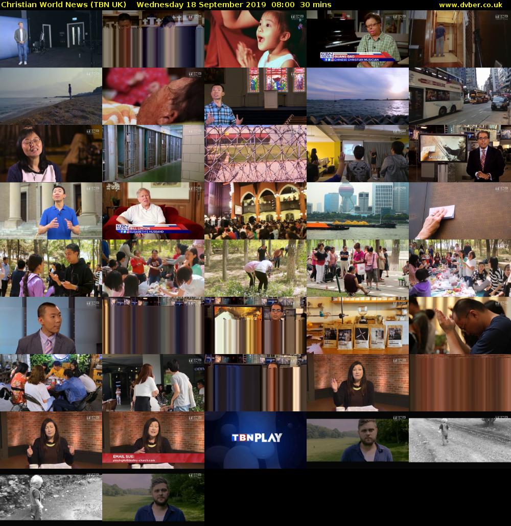 Christian World News (TBN UK) Wednesday 18 September 2019 08:00 - 08:30