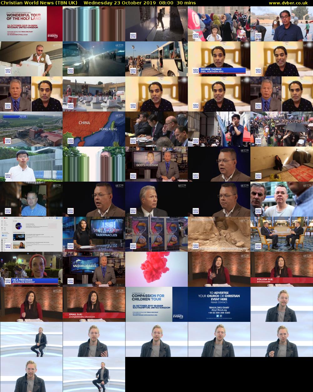 Christian World News (TBN UK) Wednesday 23 October 2019 08:00 - 08:30