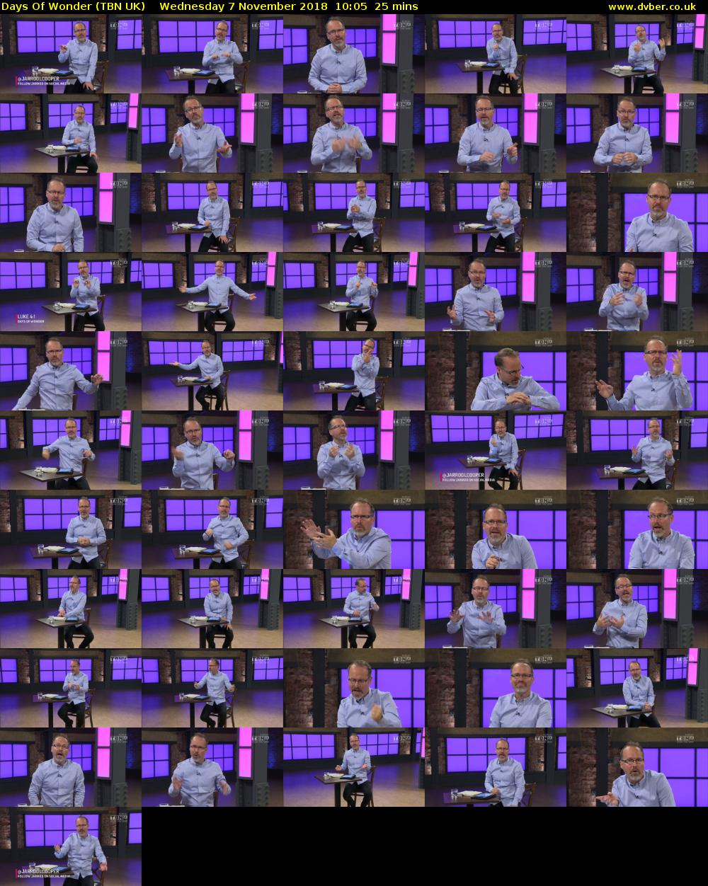 Days Of Wonder (TBN UK) Wednesday 7 November 2018 10:05 - 10:30