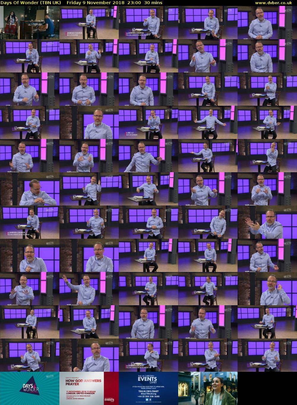 Days Of Wonder (TBN UK) Friday 9 November 2018 23:00 - 23:30