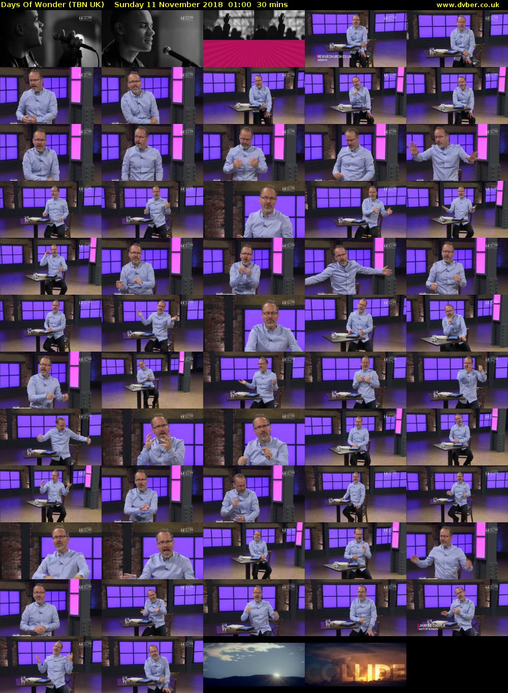 Days Of Wonder (TBN UK) Sunday 11 November 2018 01:00 - 01:30