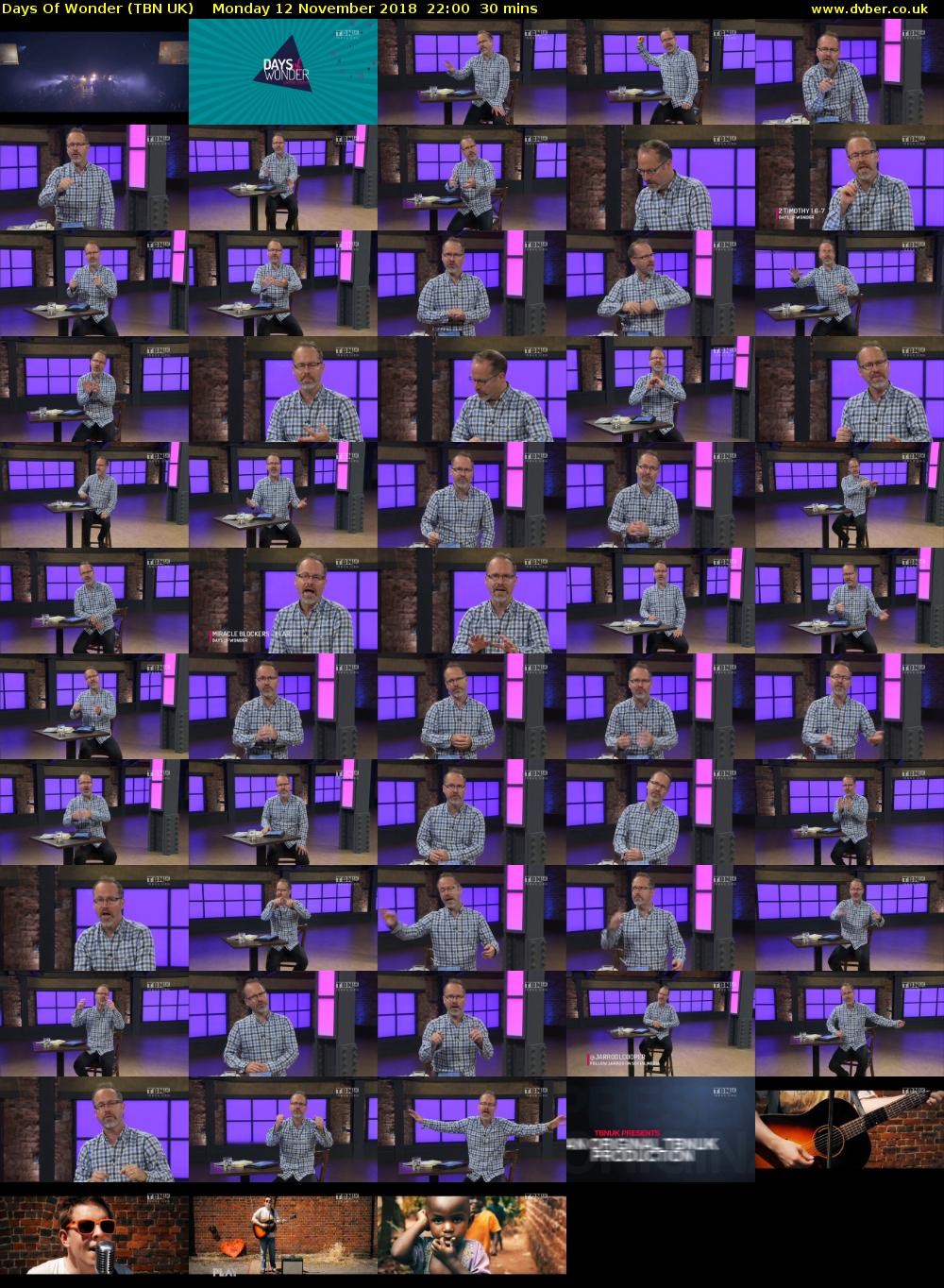 Days Of Wonder (TBN UK) Monday 12 November 2018 22:00 - 22:30