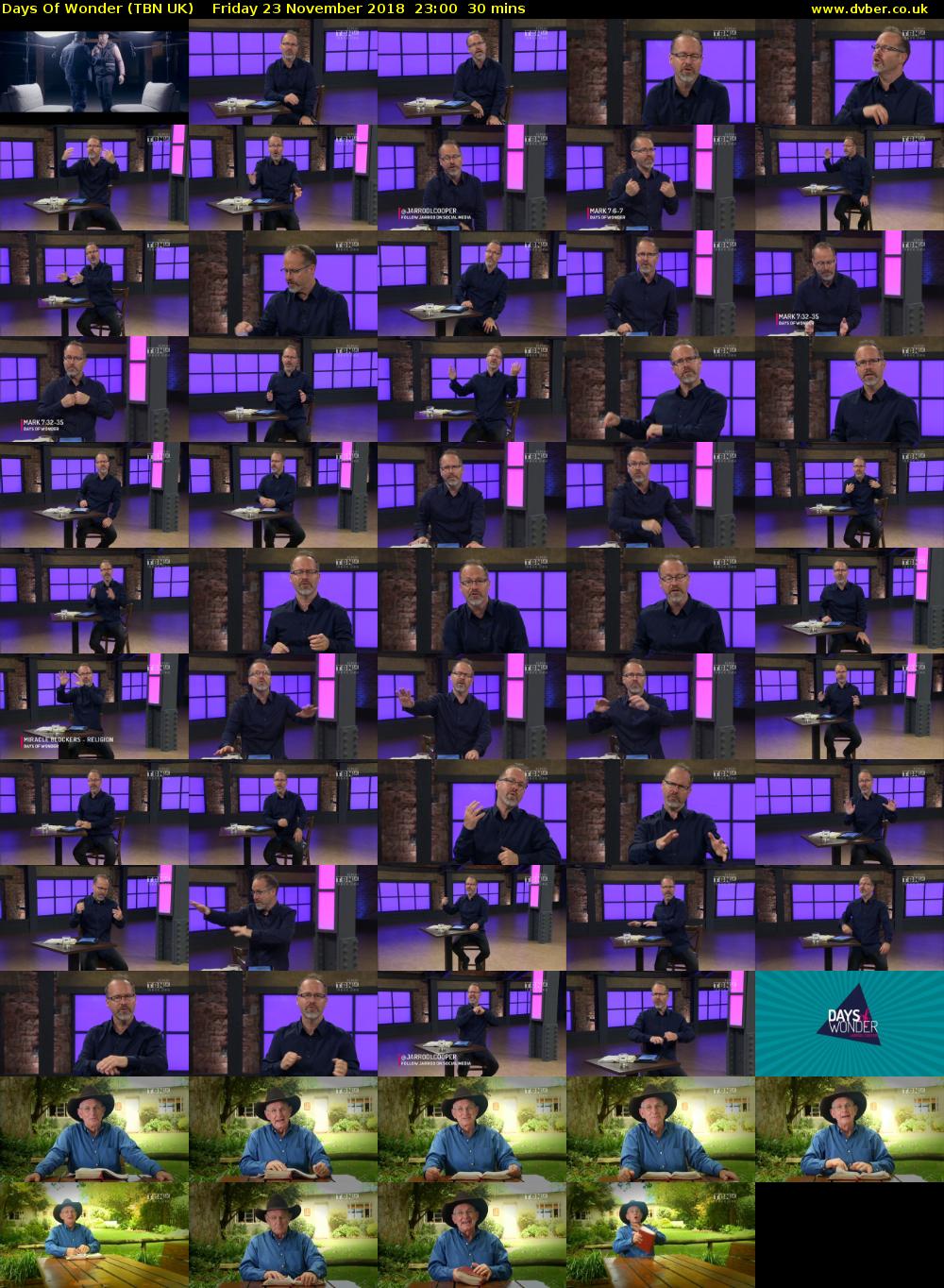 Days Of Wonder (TBN UK) Friday 23 November 2018 23:00 - 23:30