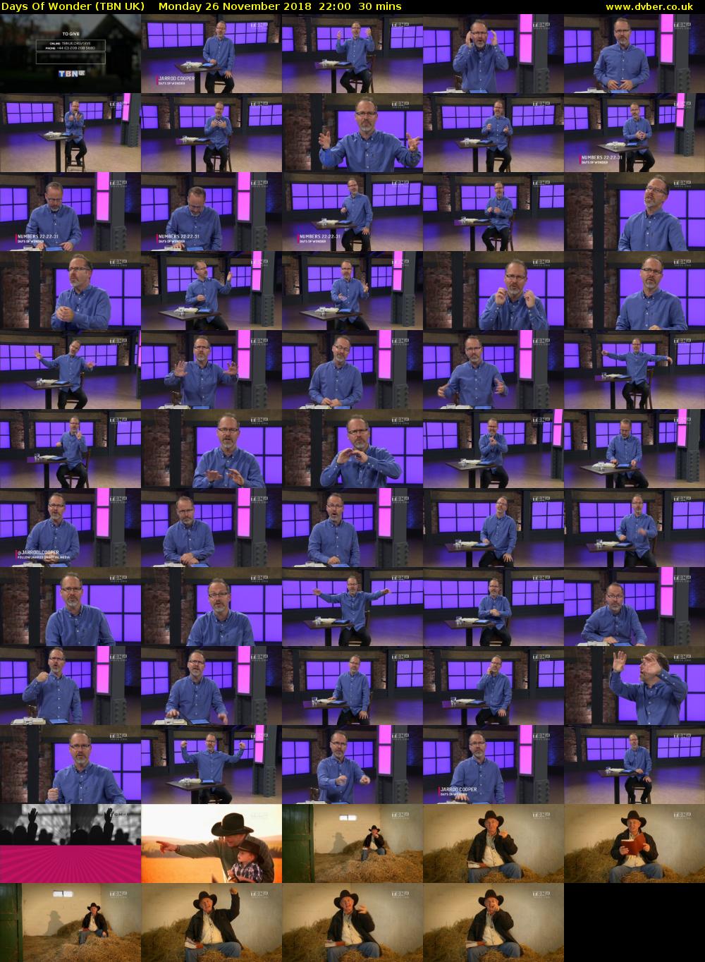 Days Of Wonder (TBN UK) Monday 26 November 2018 22:00 - 22:30