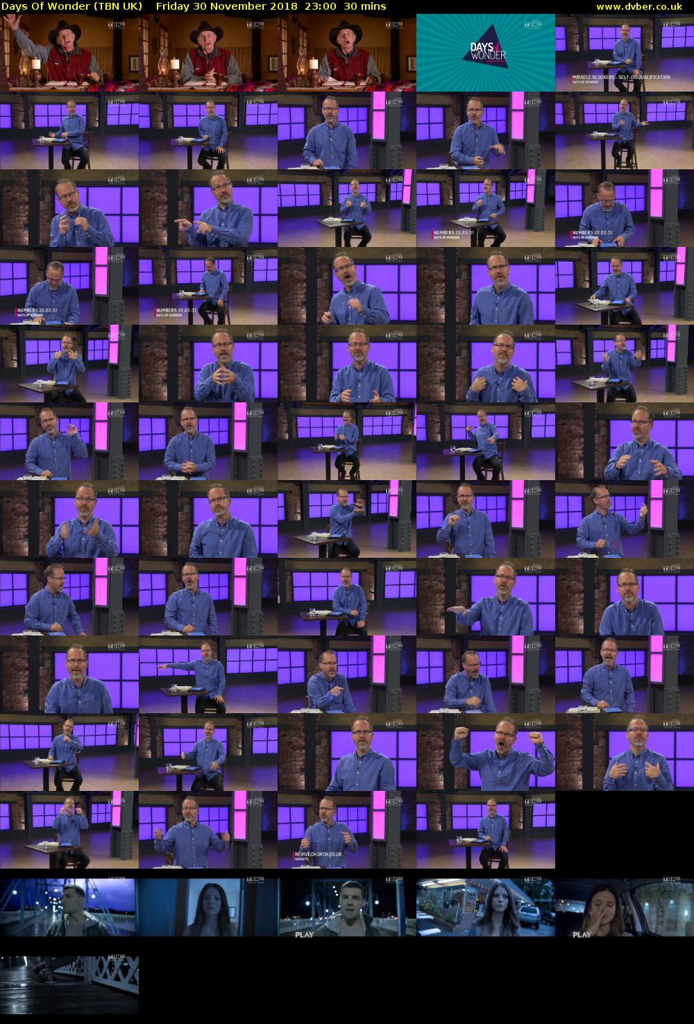 Days Of Wonder (TBN UK) Friday 30 November 2018 23:00 - 23:30