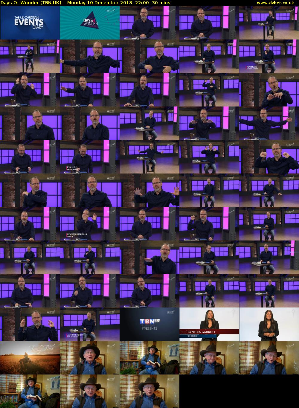 Days Of Wonder (TBN UK) Monday 10 December 2018 22:00 - 22:30