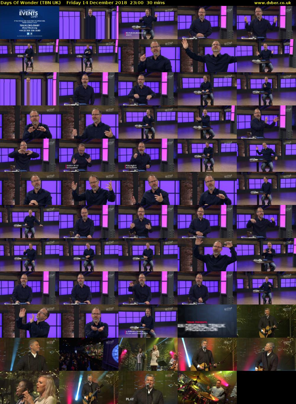 Days Of Wonder (TBN UK) Friday 14 December 2018 23:00 - 23:30