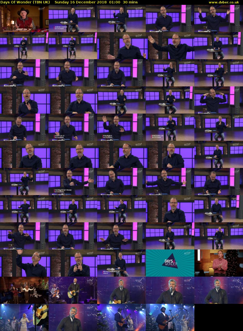 Days Of Wonder (TBN UK) Sunday 16 December 2018 01:00 - 01:30