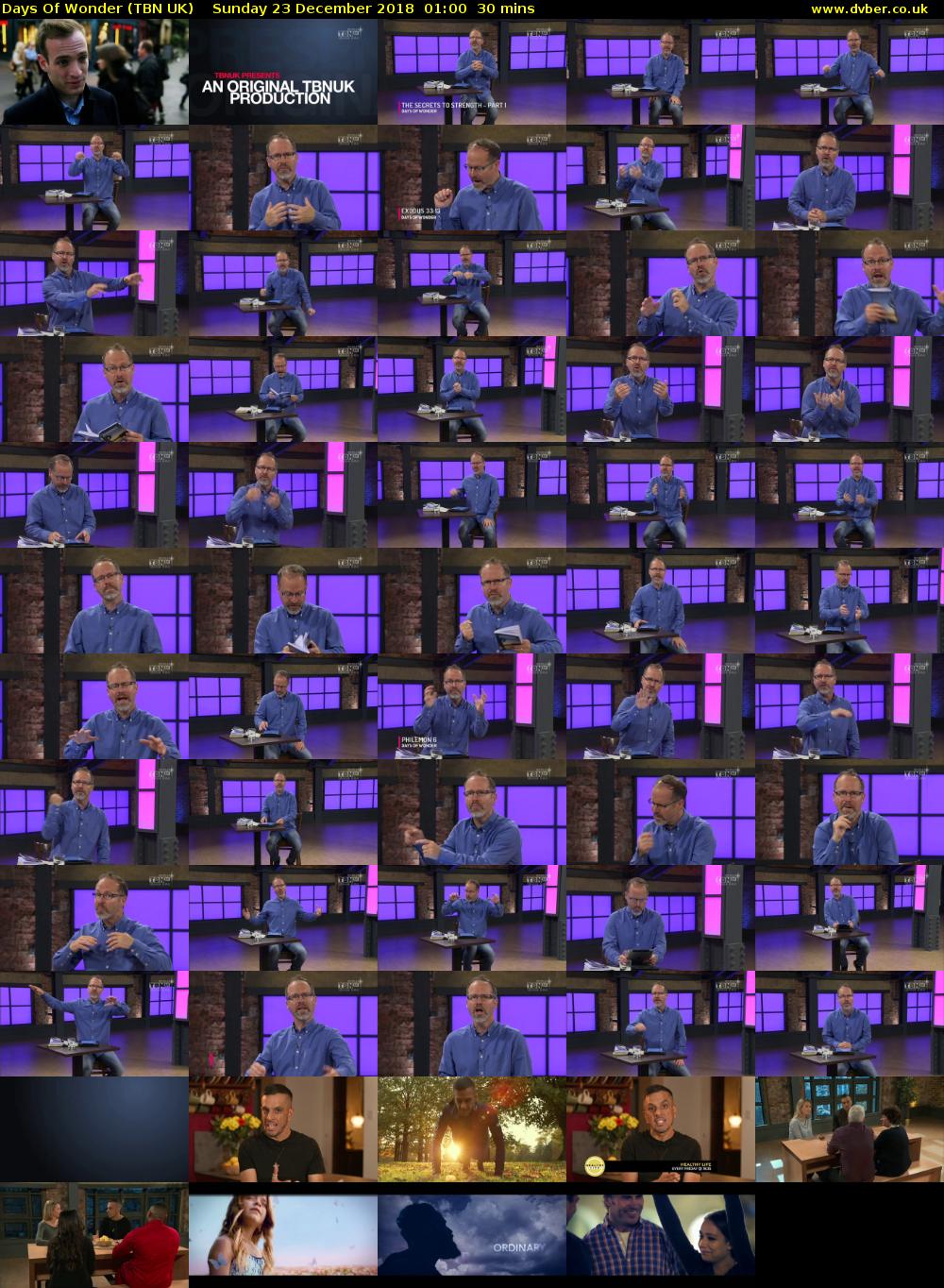 Days Of Wonder (TBN UK) Sunday 23 December 2018 01:00 - 01:30